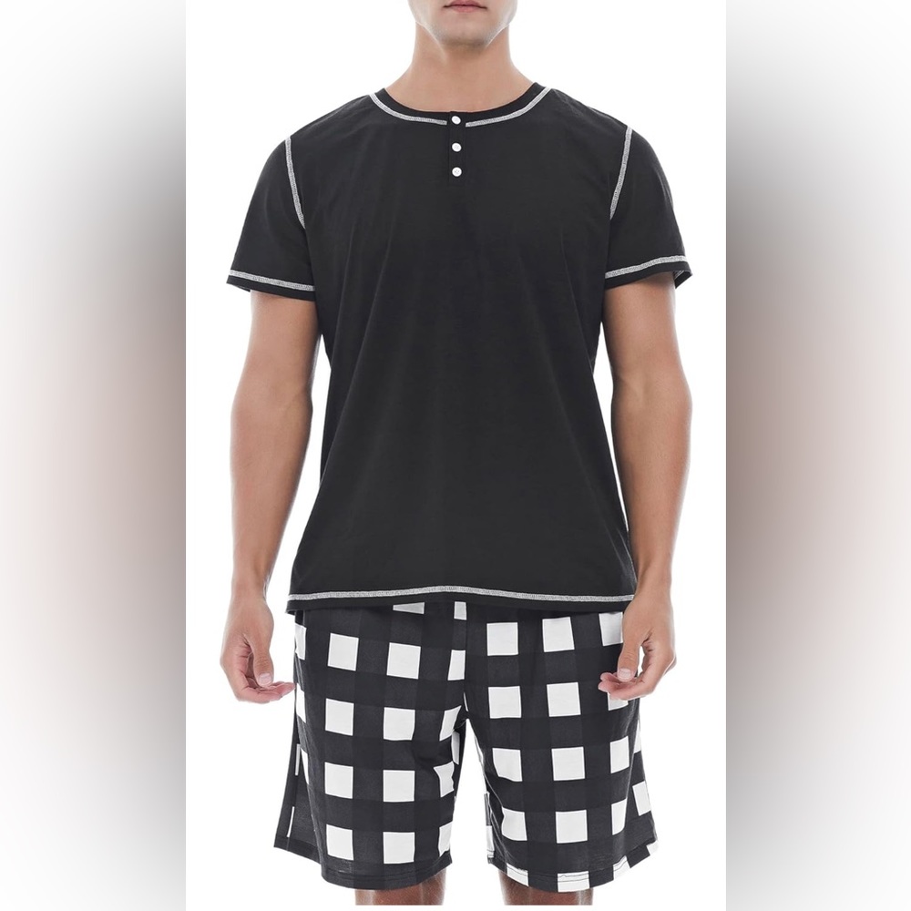 Mens Pajamas Set Short Sleeve